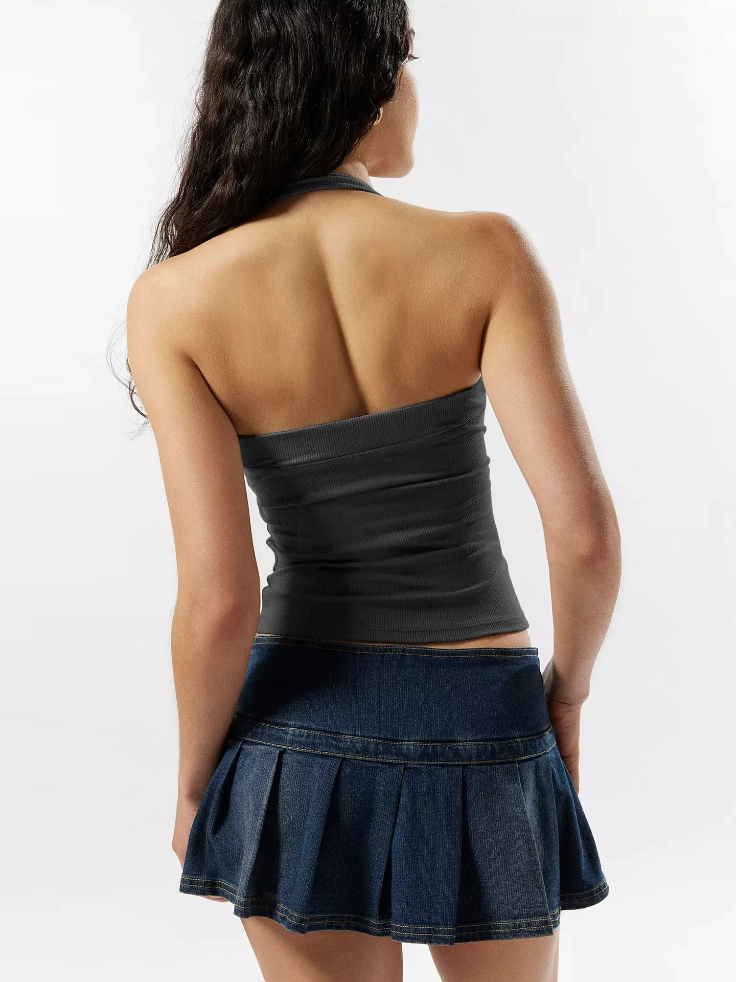 Summer New Hot Hot Spice Girls Solid Color Slim-Fit Thin Rib Slim Backless Top All-Match Sexy Neck Vest display picture 8
