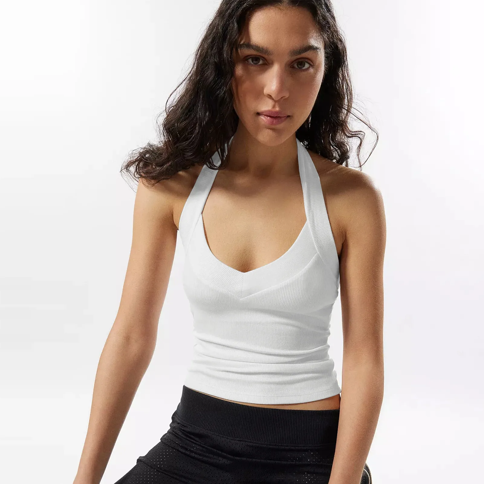 Summer New Hot Hot Spice Girls Solid Color Slim-Fit Thin Rib Slim Backless Top All-Match Sexy Neck Vest display picture 10
