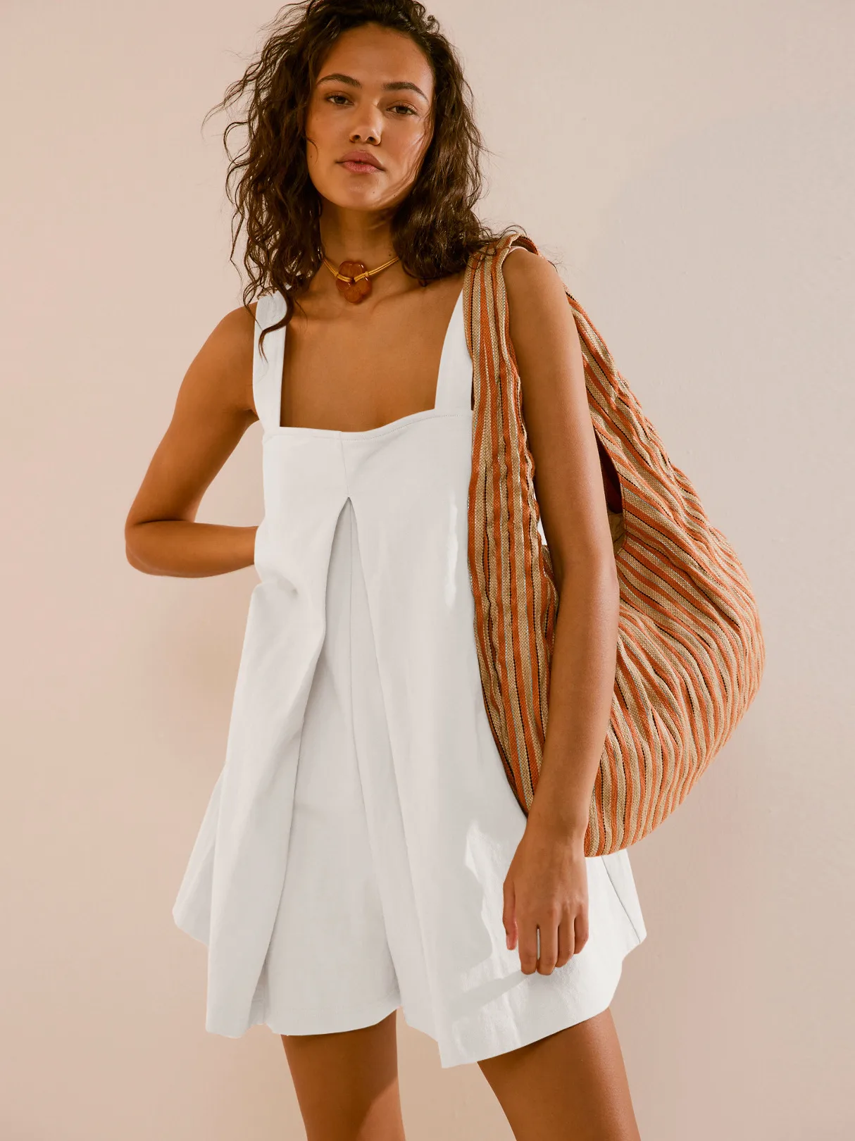 Summer New Hot Sale Solid Color Sweet Girl Dress Loose Square Collar Fashion All-match Cute Skirt Fresh Strap Skirt Pants For Women display picture 17