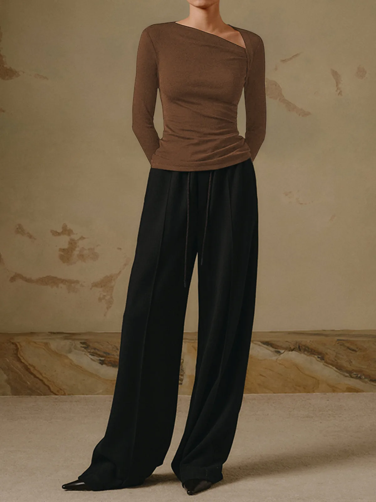 New -style Hot Sale Women's Pullover Slim-fit Oblique Collar Long-sleeved Sexy Top Elegant High-end All-match display picture 26