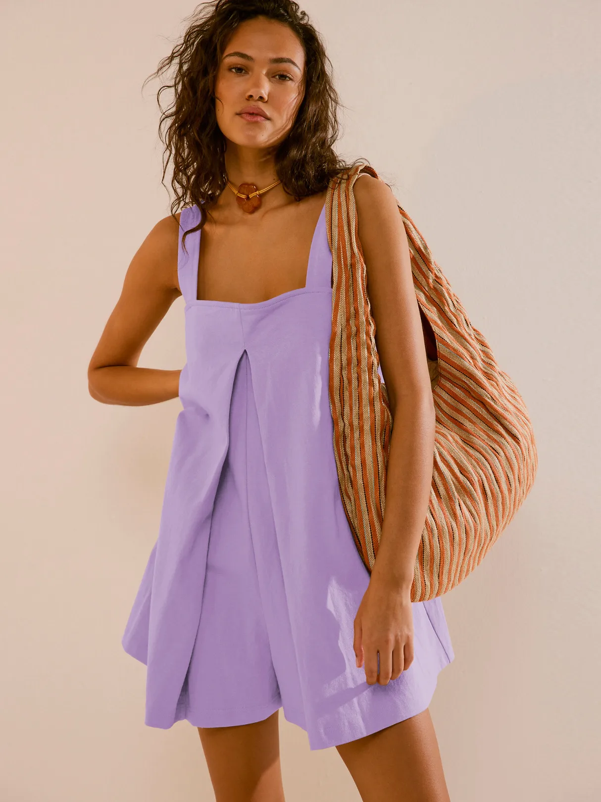 Summer New Hot Sale Solid Color Sweet Girl Dress Loose Square Collar Fashion All-match Cute Skirt Fresh Strap Skirt Pants For Women display picture 22