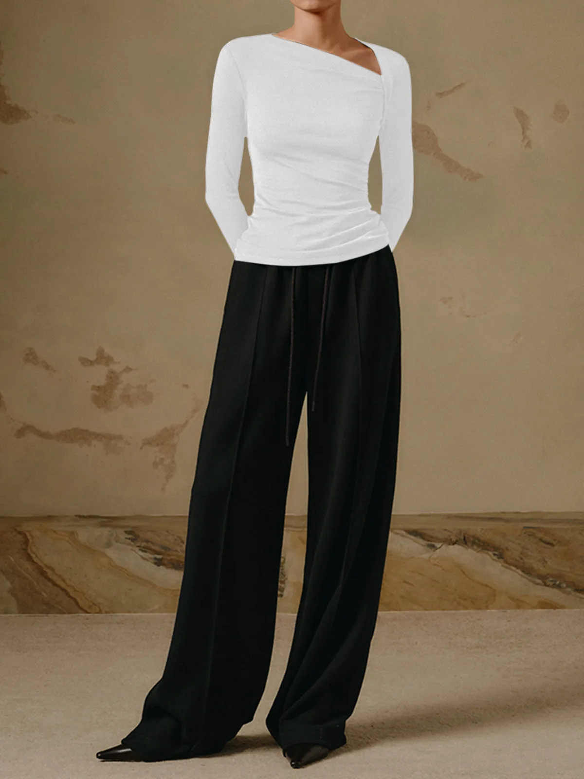 New -style Hot Sale Women's Pullover Slim-fit Oblique Collar Long-sleeved Sexy Top Elegant High-end All-match display picture 21