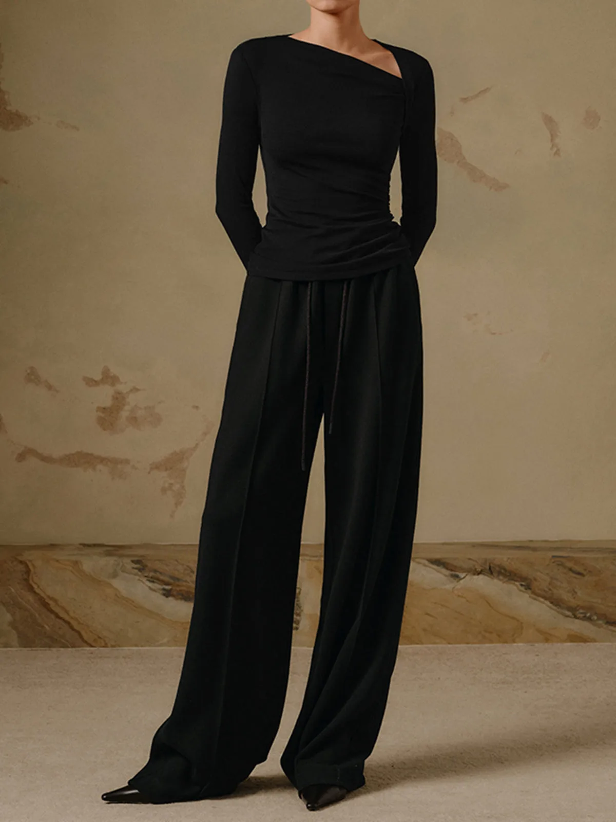 New -style Hot Sale Women's Pullover Slim-fit Oblique Collar Long-sleeved Sexy Top Elegant High-end All-match display picture 31