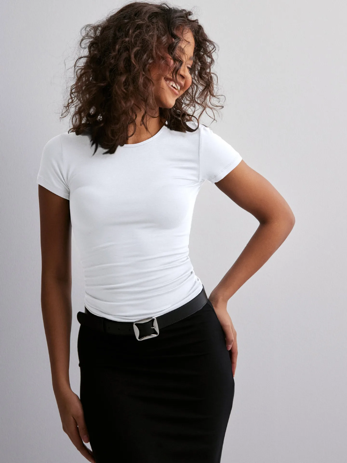 Summer  Solid Color Round Neck Fashion Brand Short Sleeve Fashionable Sexy Slim Y2g Pure Desire Top Hot Girl T-shirt display picture 11