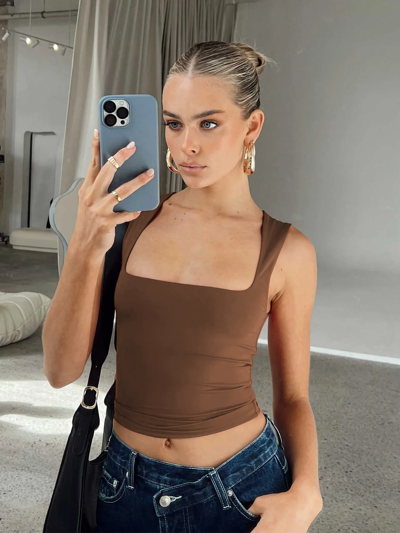 Y2g Women's Clothing New Sexy Square Collar Slim Sleeveless Vest Hot Girl Navel Bm Top Outer Wear Summer display picture 18
