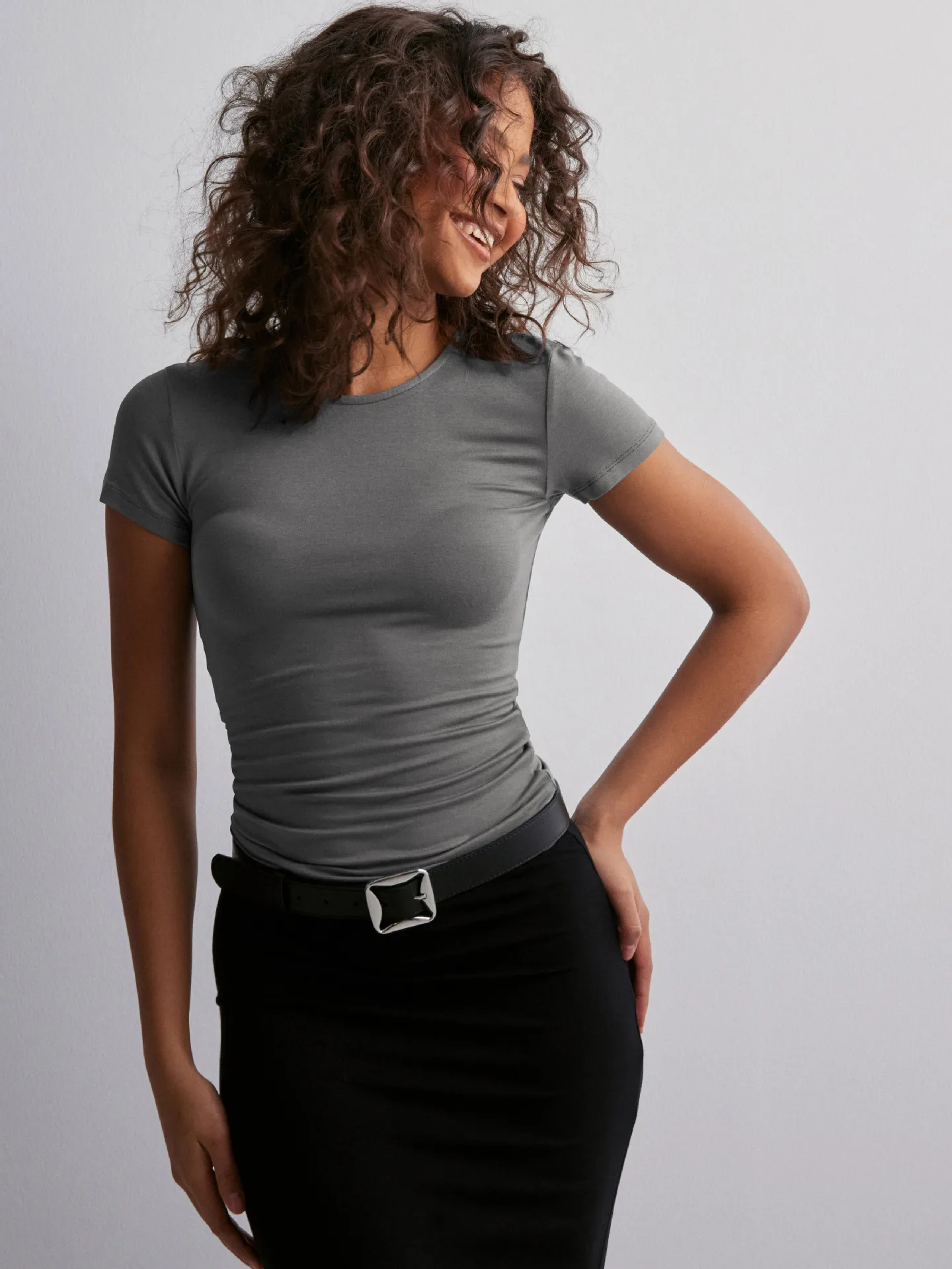 Summer  Solid Color Round Neck Fashion Brand Short Sleeve Fashionable Sexy Slim Y2g Pure Desire Top Hot Girl T-shirt display picture 19