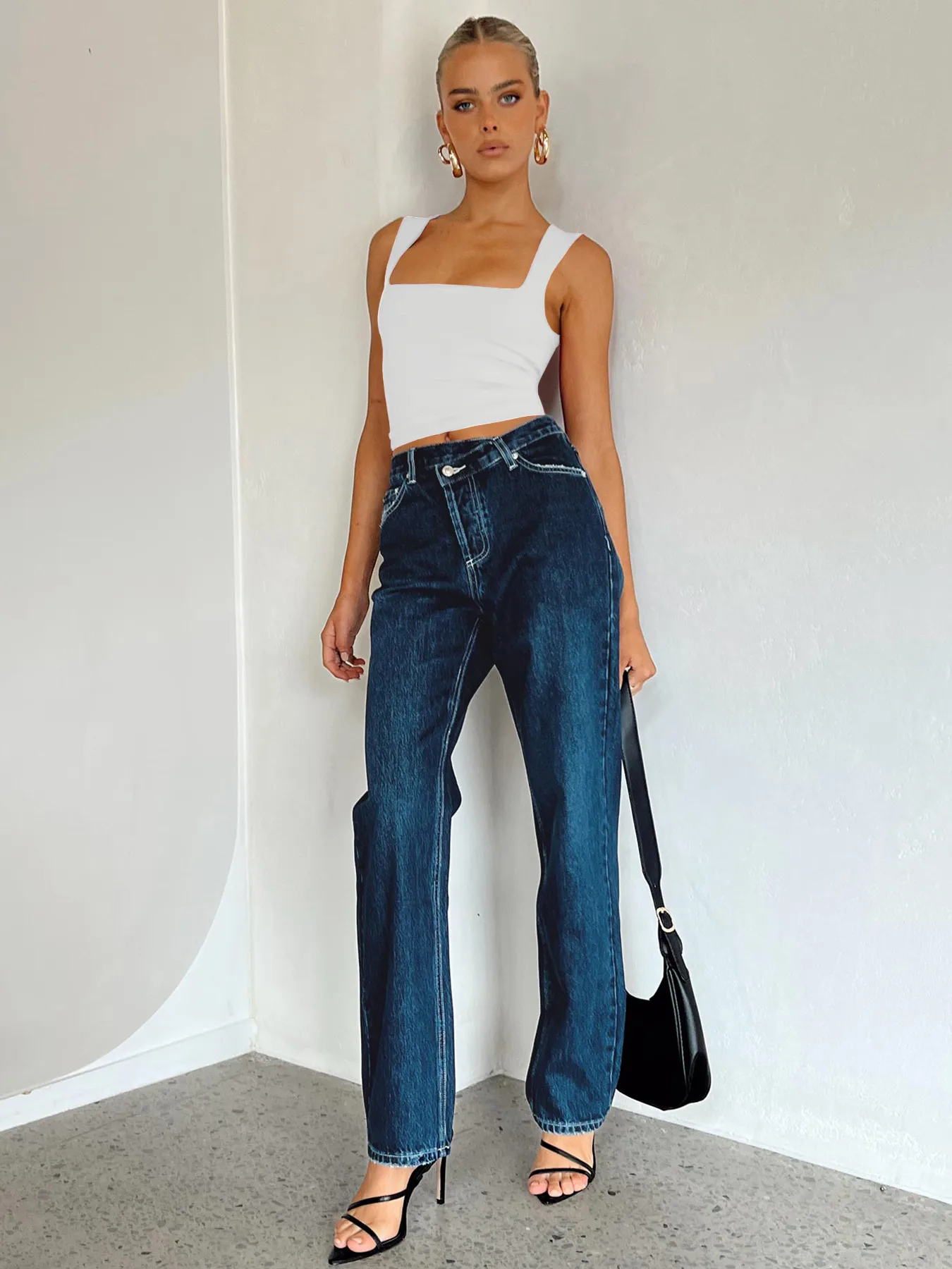 Y2g Women's Clothing New Sexy Square Collar Slim Sleeveless Vest Hot Girl Navel Bm Top Outer Wear Summer display picture 36