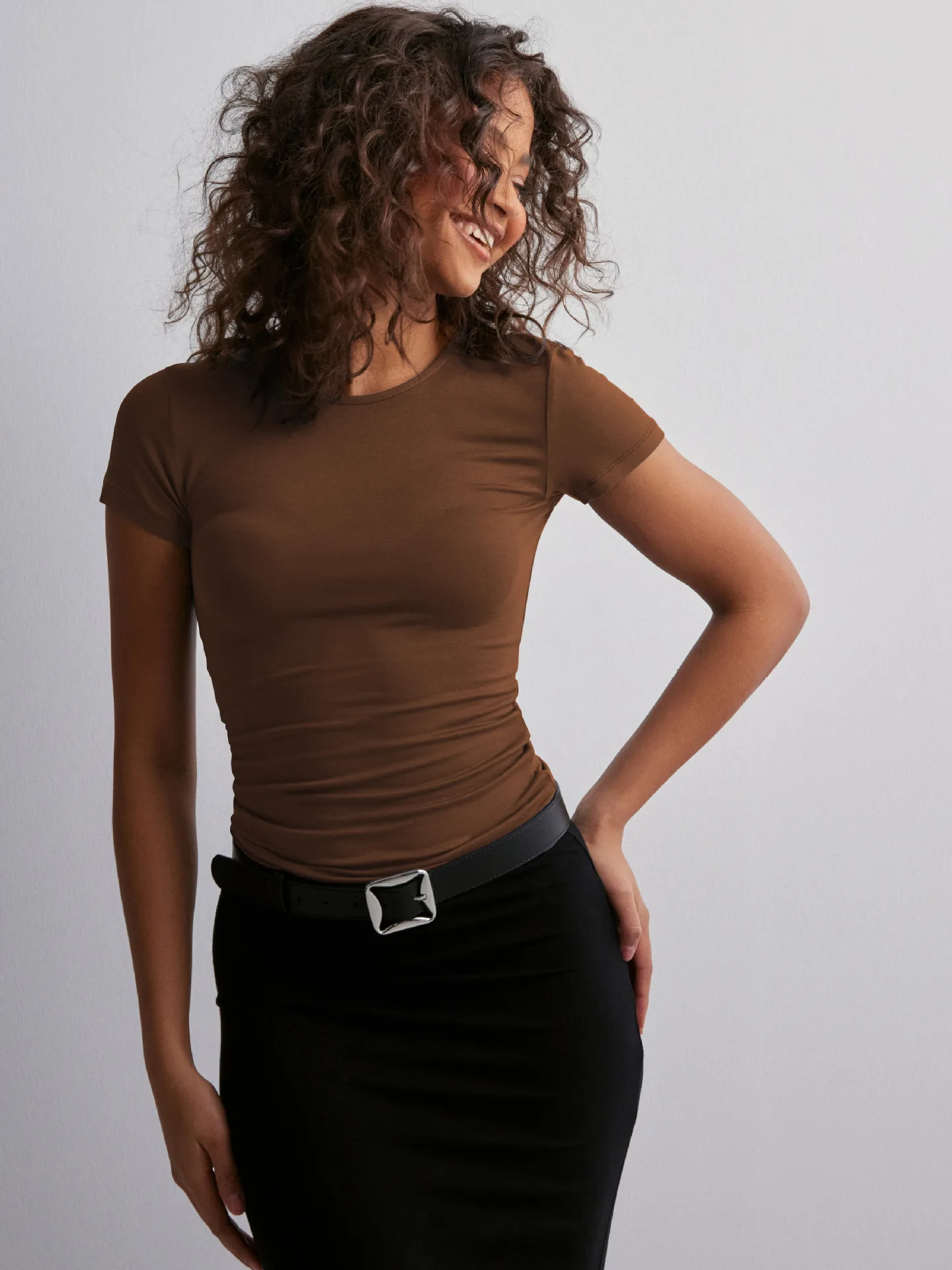 Summer  Solid Color Round Neck Fashion Brand Short Sleeve Fashionable Sexy Slim Y2g Pure Desire Top Hot Girl T-shirt display picture 23