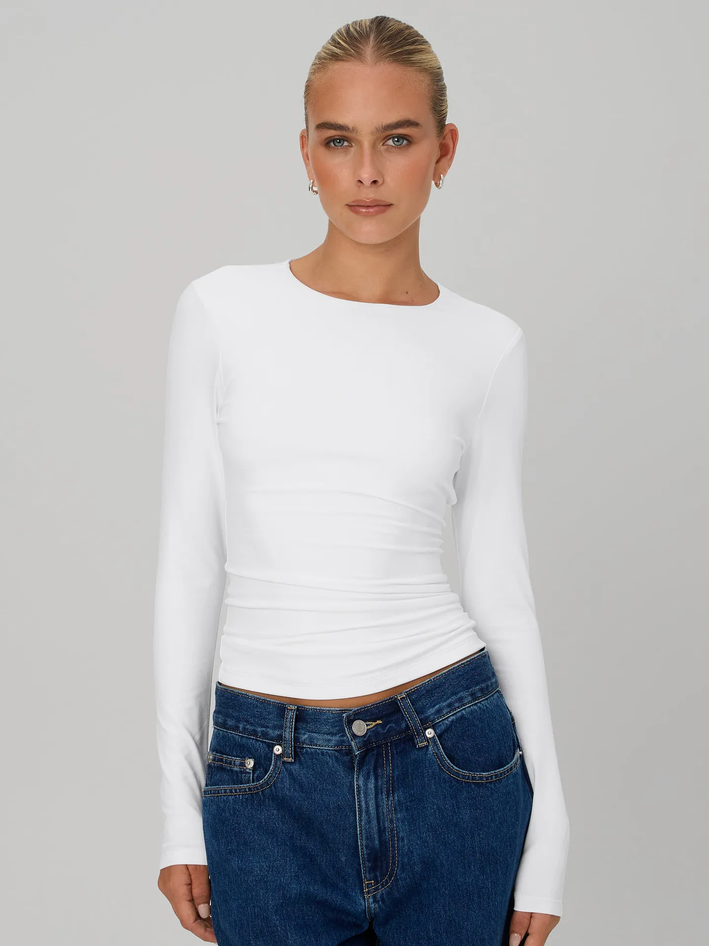 New  Naked Sense Solid Color Y2K American Shoulder T-shirt Sexy Slim-fit Spice Girl Top Women's Summer High-end Sense display picture 3