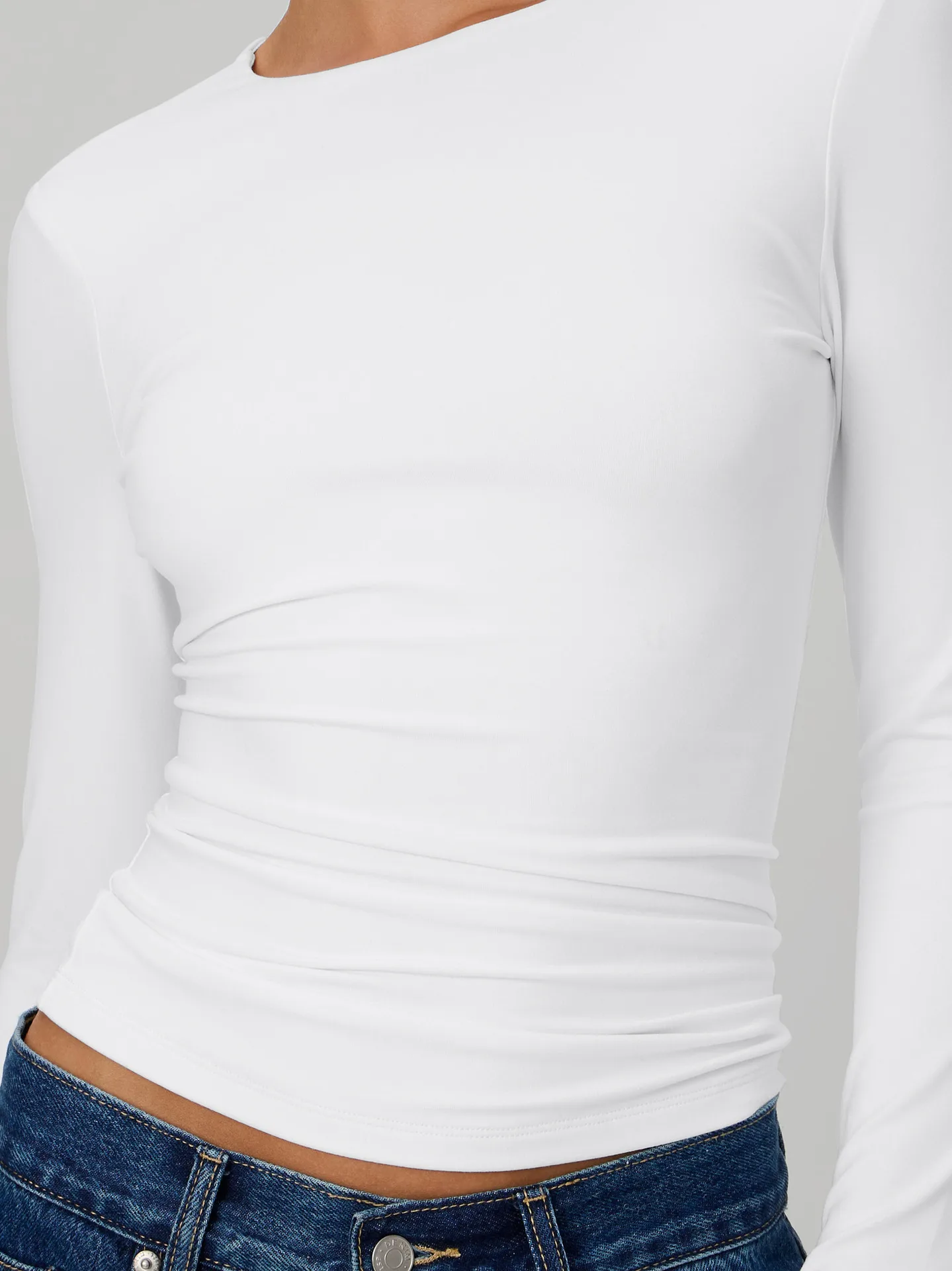 New  Naked Sense Solid Color Y2K American Shoulder T-shirt Sexy Slim-fit Spice Girl Top Women's Summer High-end Sense display picture 4