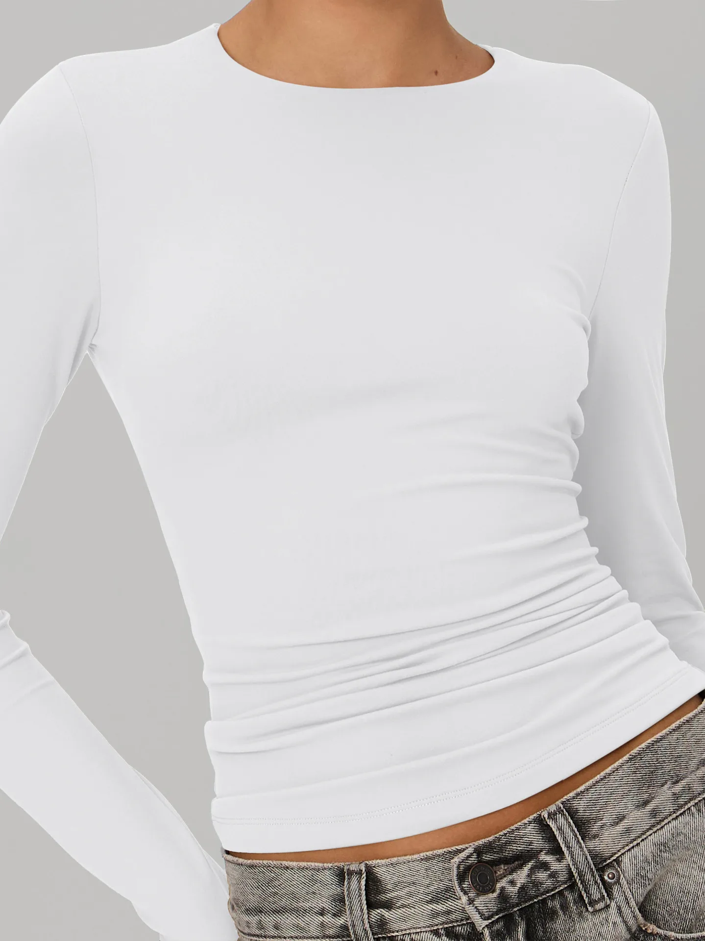 New  Naked Sense Solid Color Y2K American Shoulder T-shirt Sexy Slim-fit Spice Girl Top Women's Summer High-end Sense display picture 8
