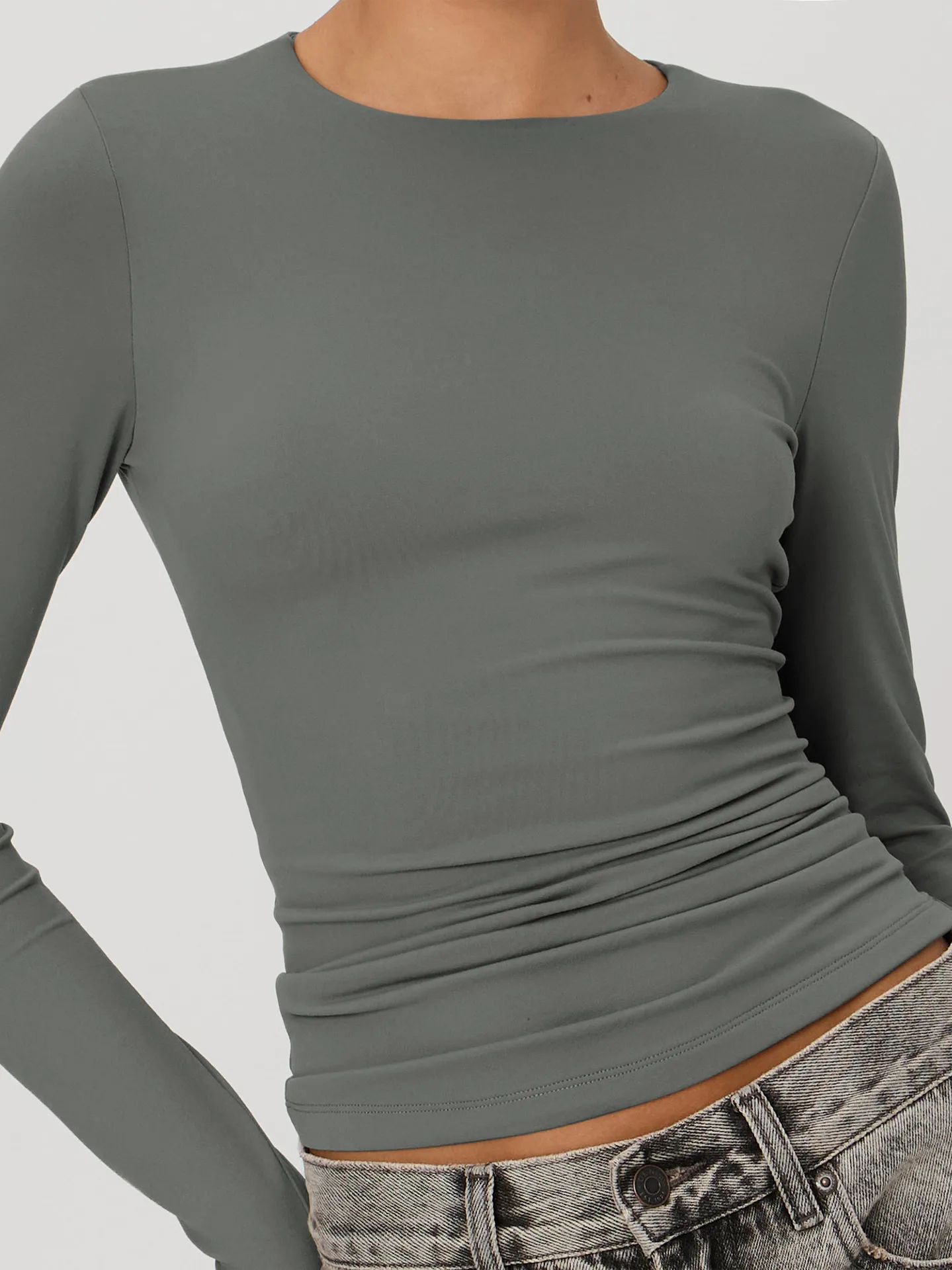 New  Naked Sense Solid Color Y2K American Shoulder T-shirt Sexy Slim-fit Spice Girl Top Women's Summer High-end Sense display picture 16