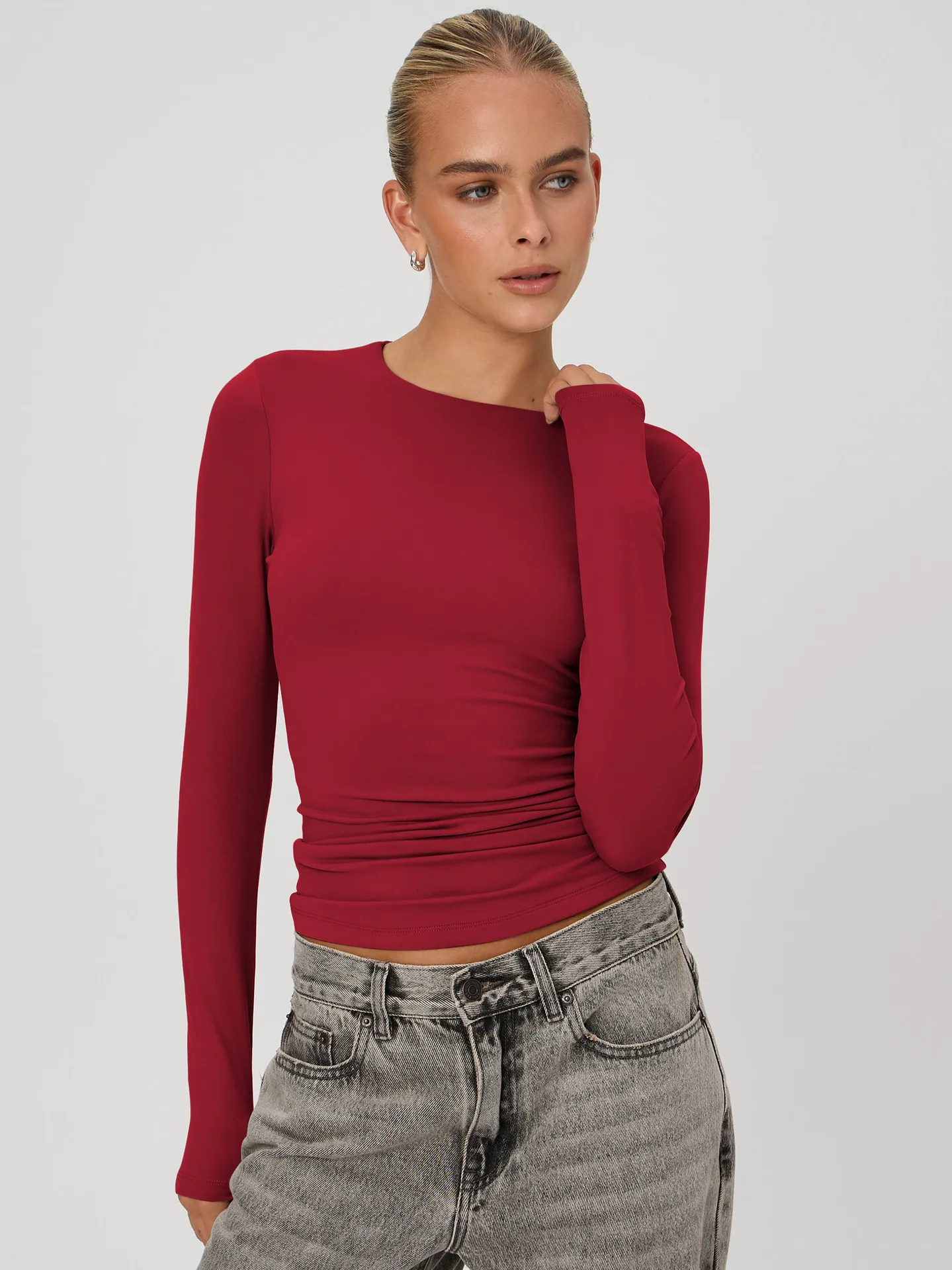 New  Naked Sense Solid Color Y2K American Shoulder T-shirt Sexy Slim-fit Spice Girl Top Women's Summer High-end Sense display picture 26