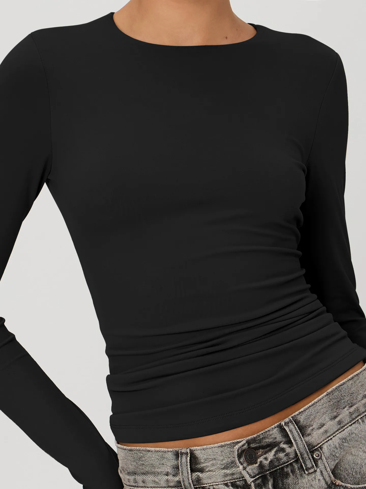 New  Naked Sense Solid Color Y2K American Shoulder T-shirt Sexy Slim-fit Spice Girl Top Women's Summer High-end Sense display picture 35