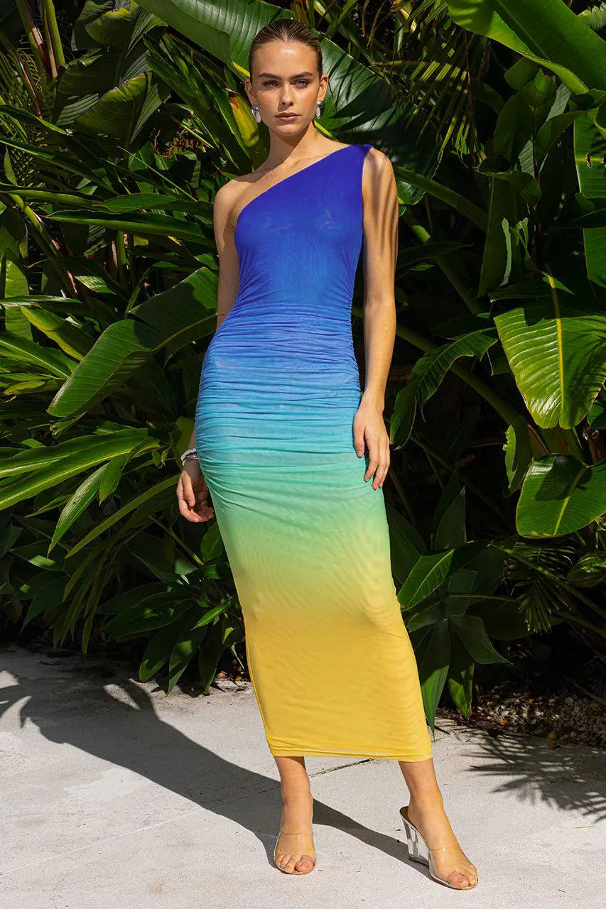Spring And Summer High-grade Women's Clothing Gradient Holiday Dress  Pleated Slim Dress Dress display picture 3