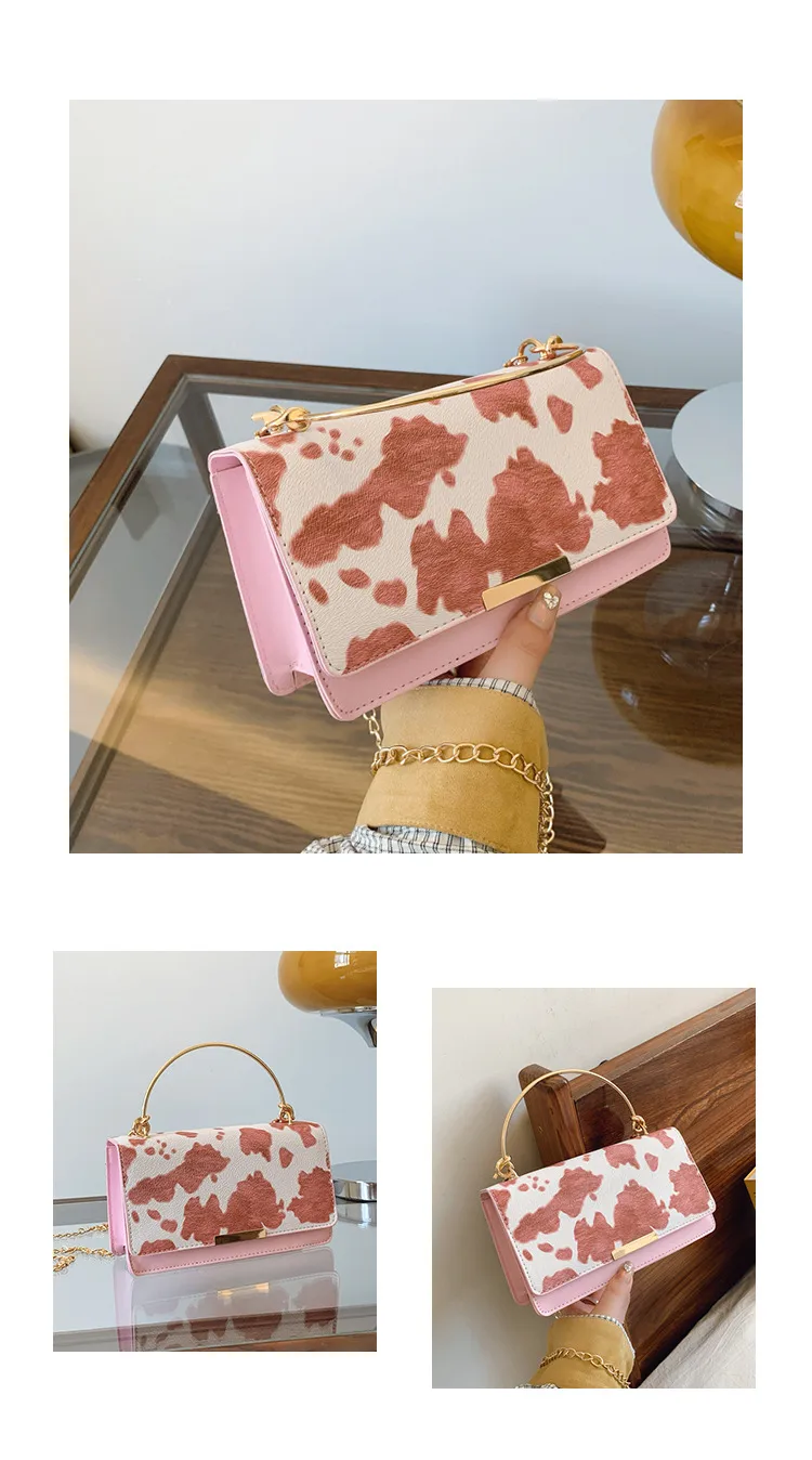 Special-Interest Design Cows Pattern Portable Women's Bag  New Simple Fashion Shoulder Messenger Bag Western Style Small Square Bag Fashion display picture 15