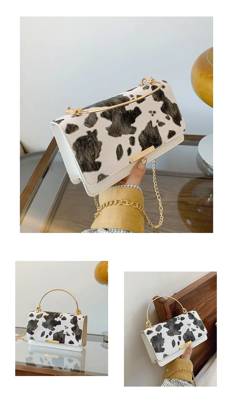 Special-Interest Design Cows Pattern Portable Women's Bag  New Simple Fashion Shoulder Messenger Bag Western Style Small Square Bag Fashion display picture 16