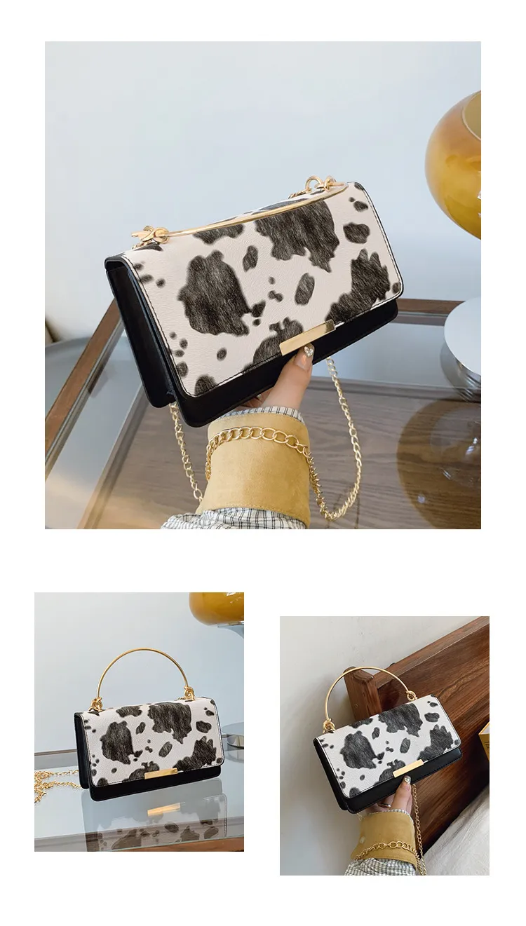 Special-Interest Design Cows Pattern Portable Women's Bag  New Simple Fashion Shoulder Messenger Bag Western Style Small Square Bag Fashion display picture 17
