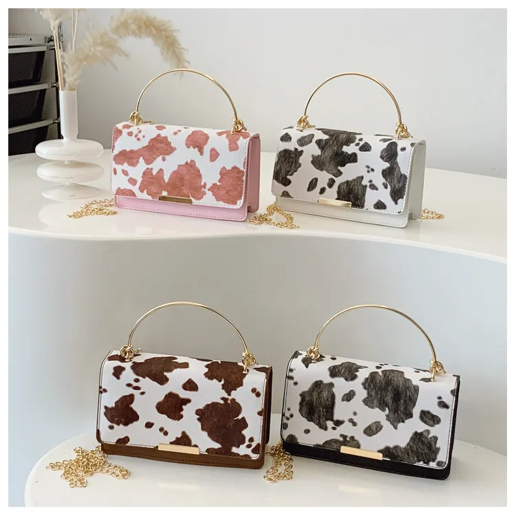 Special-Interest Design Cows Pattern Portable Women's Bag  New Simple Fashion Shoulder Messenger Bag Western Style Small Square Bag Fashion display picture 19