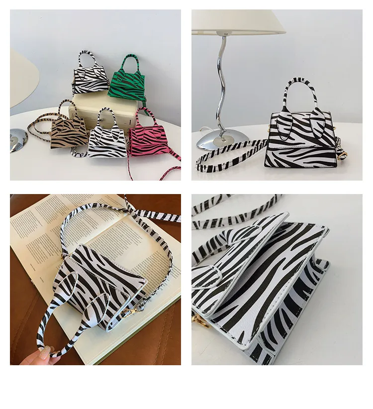 Niche Mini Crossbody Bag Female  New Fashion New Style Small Square Bag Zebra Print Textured Handbag display picture 2