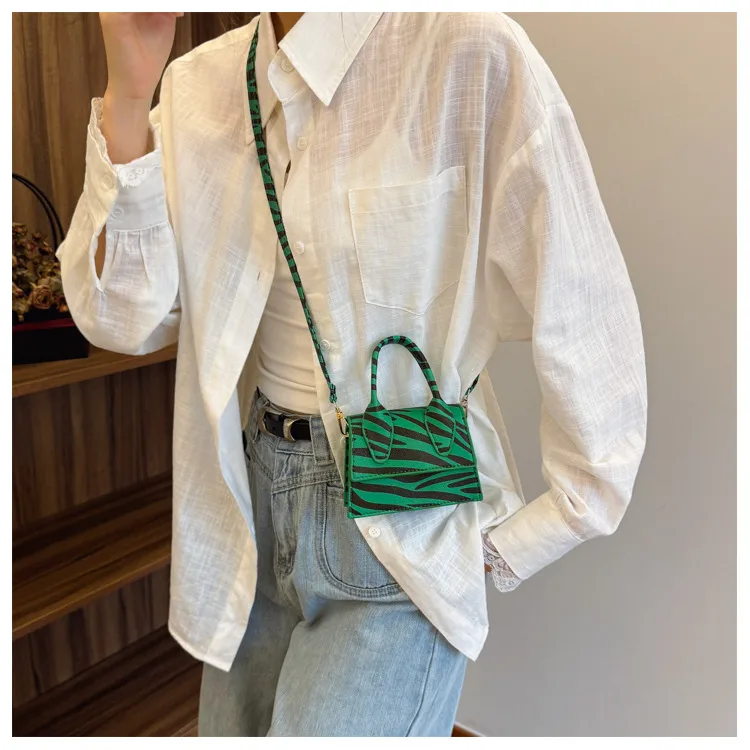 Niche Mini Crossbody Bag Female  New Fashion New Style Small Square Bag Zebra Print Textured Handbag display picture 4