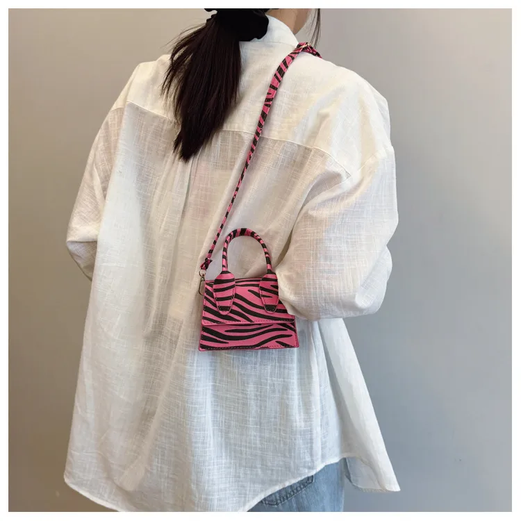 Niche Mini Crossbody Bag Female  New Fashion New Style Small Square Bag Zebra Print Textured Handbag display picture 5
