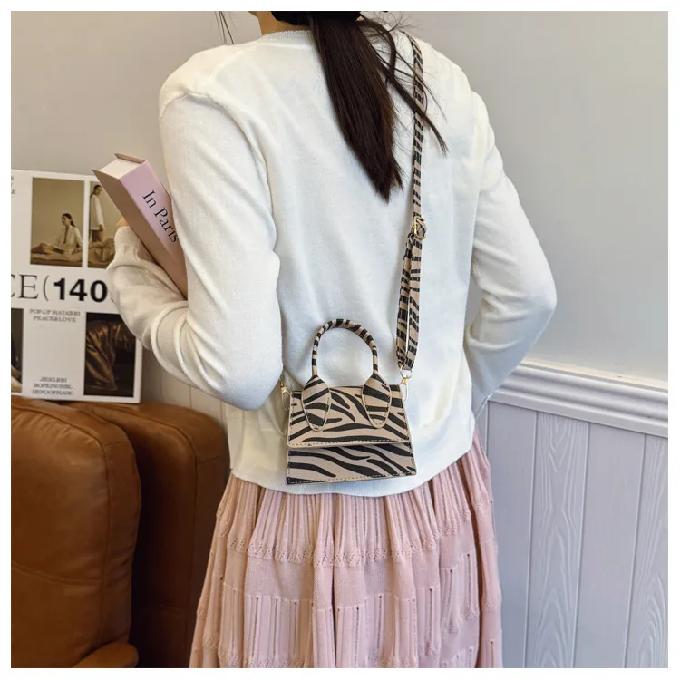 Niche Mini Crossbody Bag Female  New Fashion New Style Small Square Bag Zebra Print Textured Handbag display picture 7