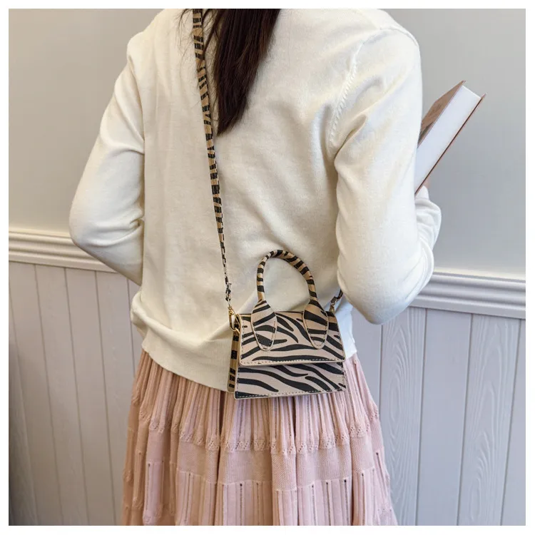 Niche Mini Crossbody Bag Female  New Fashion New Style Small Square Bag Zebra Print Textured Handbag display picture 8