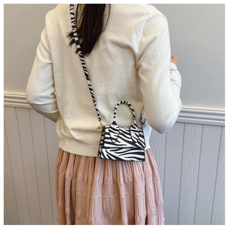 Niche Mini Crossbody Bag Female  New Fashion New Style Small Square Bag Zebra Print Textured Handbag display picture 9