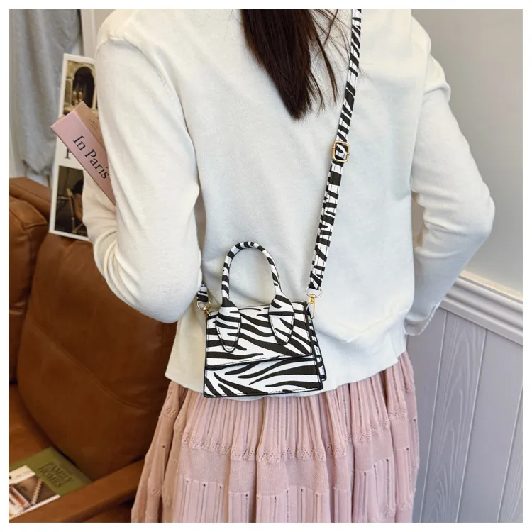Niche Mini Crossbody Bag Female  New Fashion New Style Small Square Bag Zebra Print Textured Handbag display picture 10