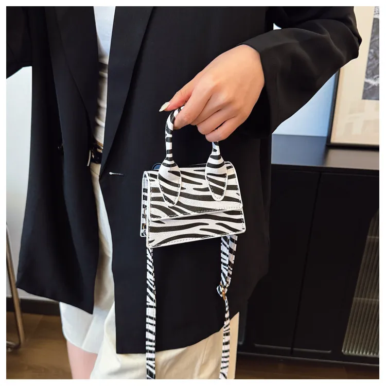 Niche Mini Crossbody Bag Female  New Fashion New Style Small Square Bag Zebra Print Textured Handbag display picture 11