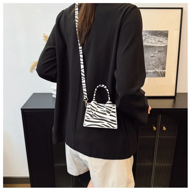 Niche Mini Crossbody Bag Female  New Fashion New Style Small Square Bag Zebra Print Textured Handbag display picture 12