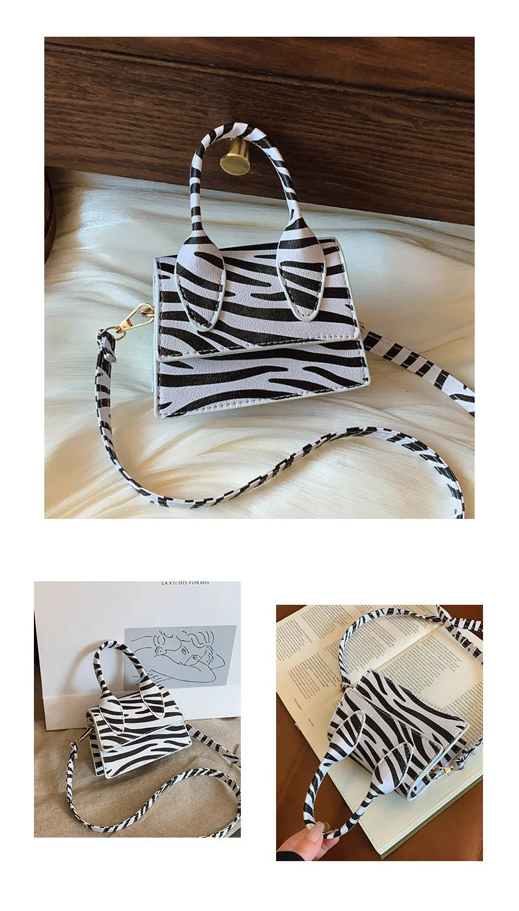 Niche Mini Crossbody Bag Female  New Fashion New Style Small Square Bag Zebra Print Textured Handbag display picture 14