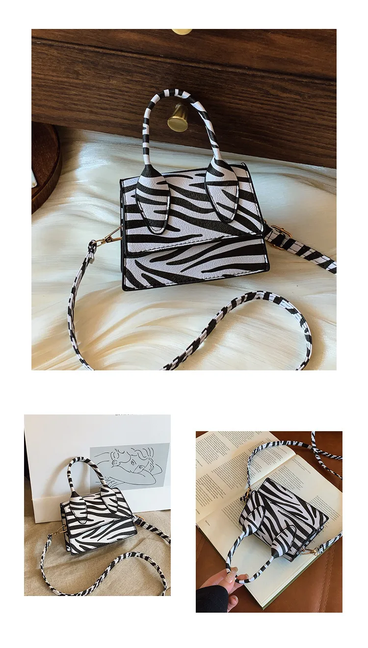 Niche Mini Crossbody Bag Female  New Fashion New Style Small Square Bag Zebra Print Textured Handbag display picture 15