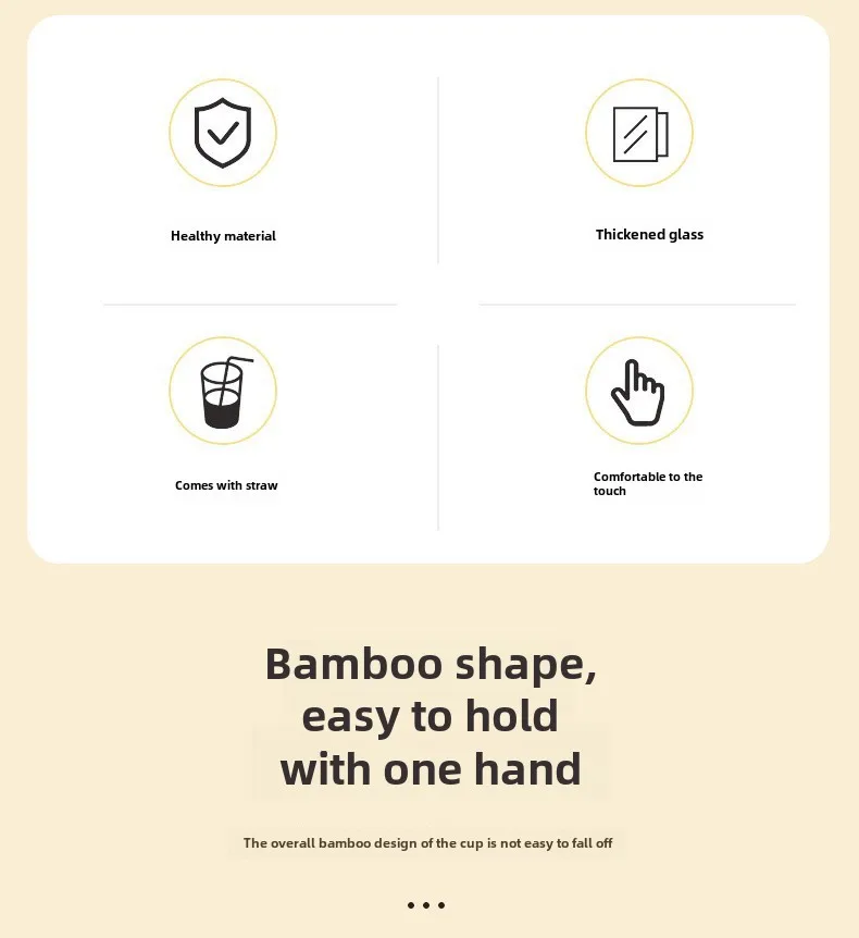 Internet Celebrity Glass Bamboo Cup Suction Tube Cup Fruit Juice Beverage Coffee Cup Promotional Gift Cup Glass Water Cup Logo Printing display picture 2