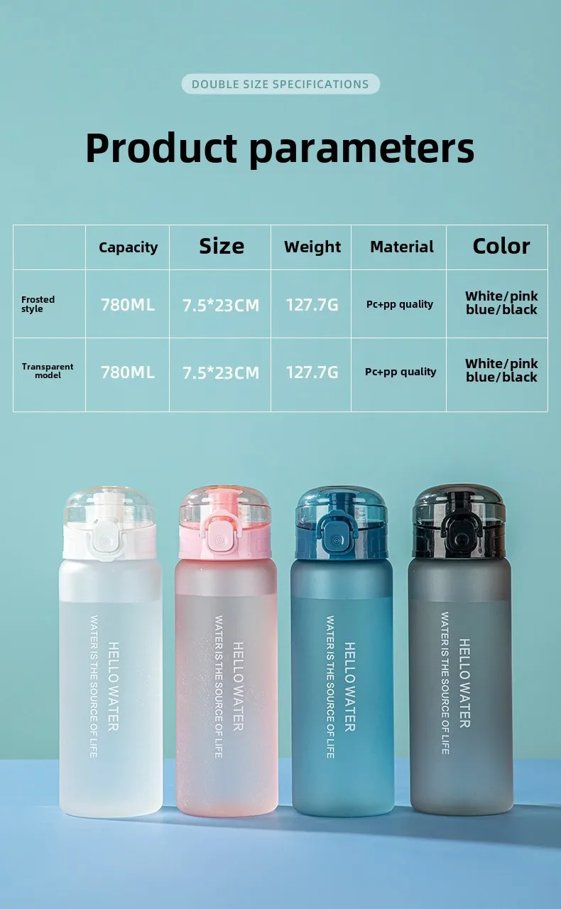 High-value Large-capacity Plastic Cup With Lifting Rope Scale Cup Student Direct Drinking Cup Outdoor Sports Cup Customization display picture 4