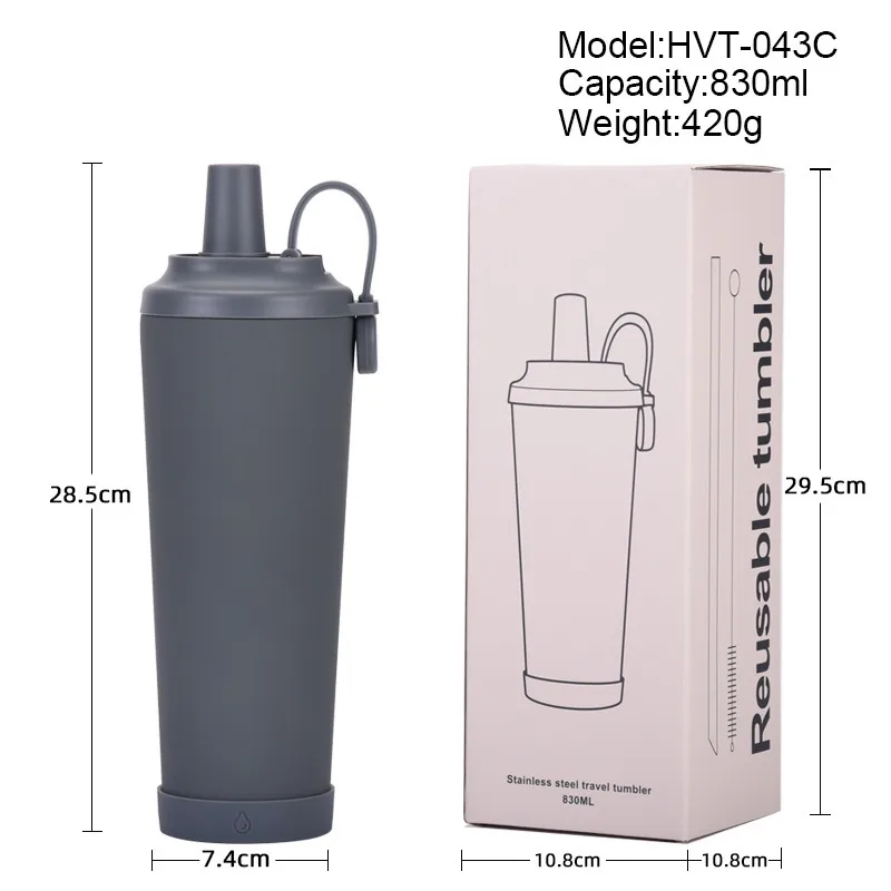 The New 830ml Ceramic Coating Liner Stainless Steel Suction Tube Cup Can Absorb Pearl Portable Magnetic Handle Thermos Cup display picture 5
