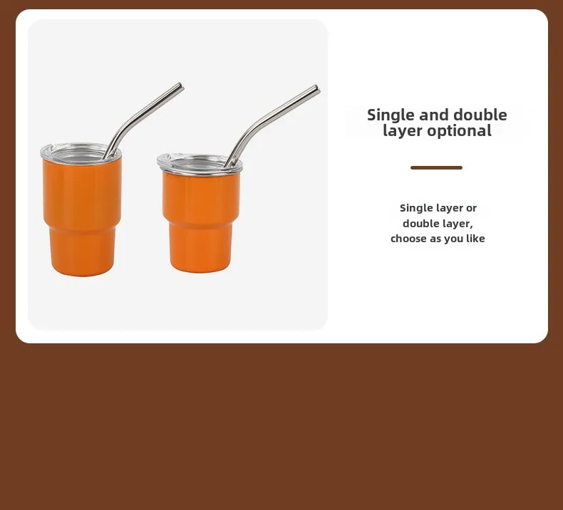 Household Stainless Steel Suction Tube Cup Single And Double Layer  Anti-fall Small Wine Glass 3oz Cup Mini Sublimation Thermos Cup display picture 9