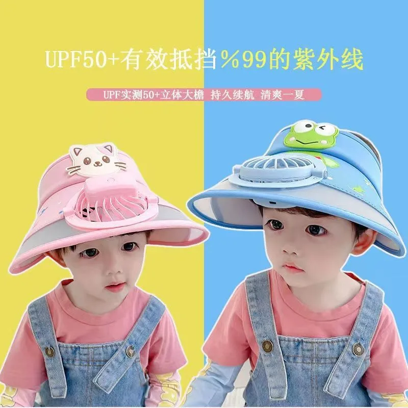 Children's Hat With Fan Summer Outdoor Anti-UV Air Top Hat Sunshade Sun Hat For Boys And Girls display picture 3