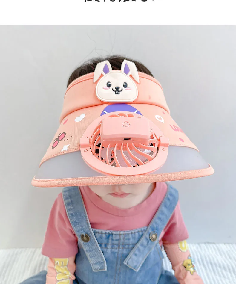 Children's Hat With Fan Summer Outdoor Anti-UV Air Top Hat Sunshade Sun Hat For Boys And Girls display picture 18