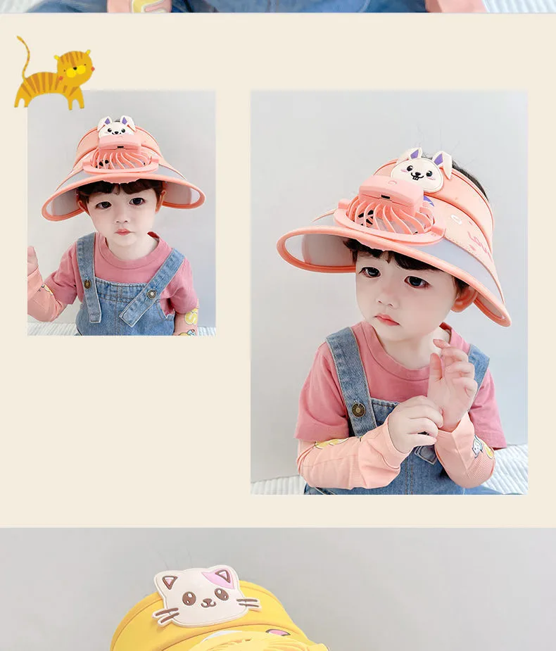 Children's Hat With Fan Summer Outdoor Anti-UV Air Top Hat Sunshade Sun Hat For Boys And Girls display picture 19
