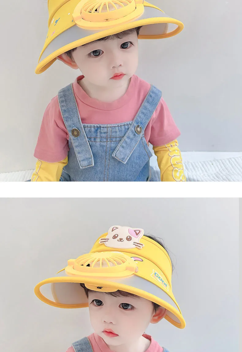 Children's Hat With Fan Summer Outdoor Anti-UV Air Top Hat Sunshade Sun Hat For Boys And Girls display picture 20
