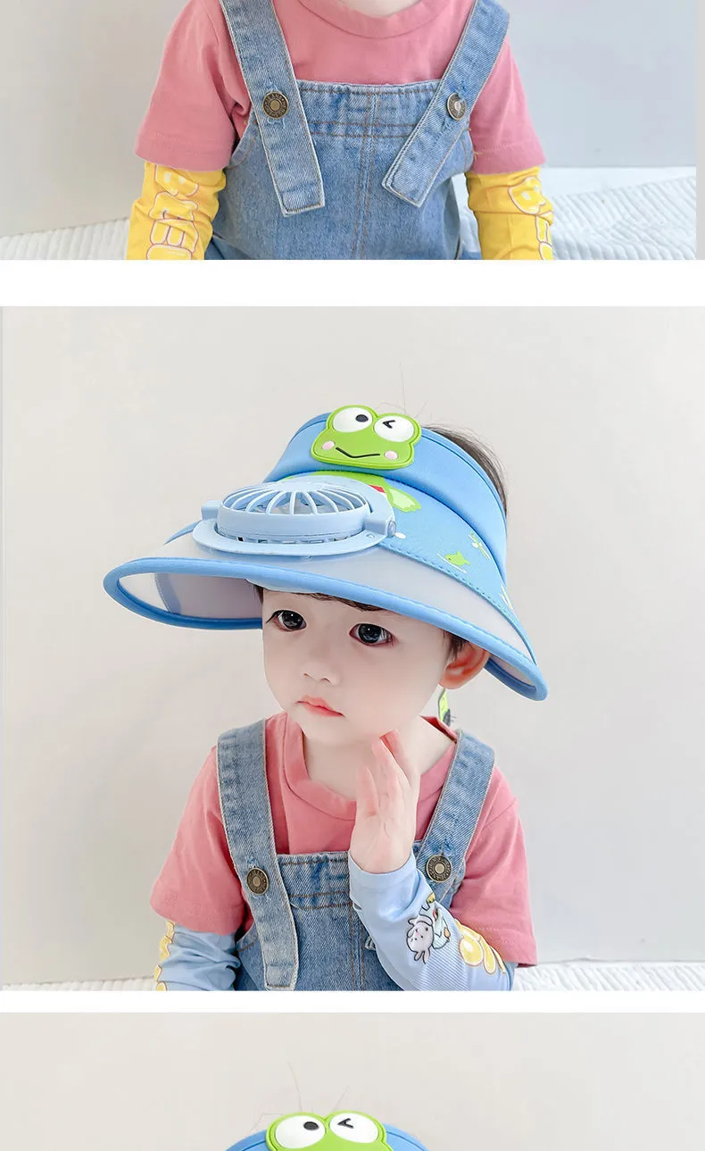 Children's Hat With Fan Summer Outdoor Anti-UV Air Top Hat Sunshade Sun Hat For Boys And Girls display picture 21