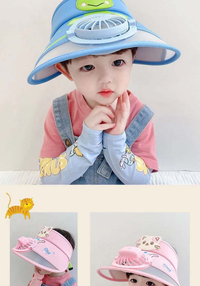 Children's Hat With Fan Summer Outdoor Anti-UV Air Top Hat Sunshade Sun Hat For Boys And Girls display picture 22