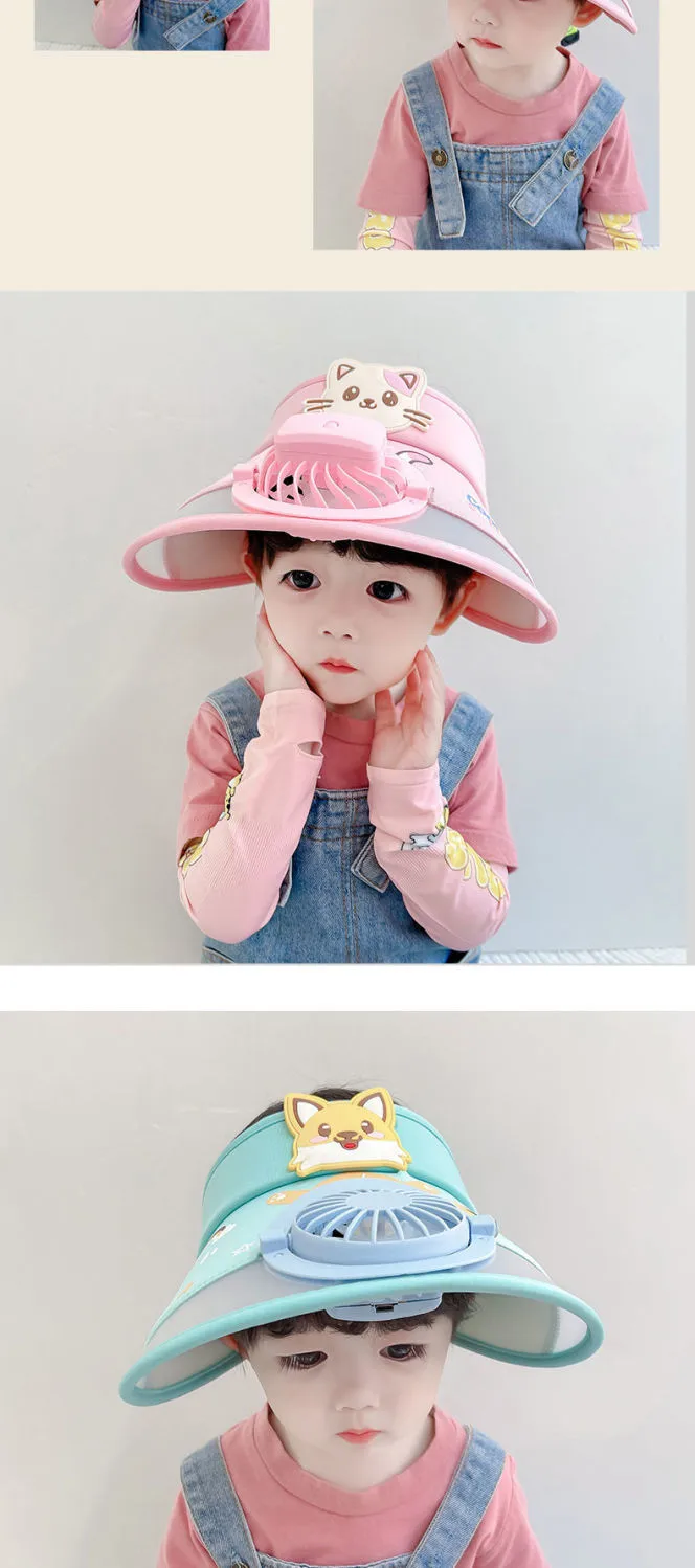 Children's Hat With Fan Summer Outdoor Anti-UV Air Top Hat Sunshade Sun Hat For Boys And Girls display picture 23