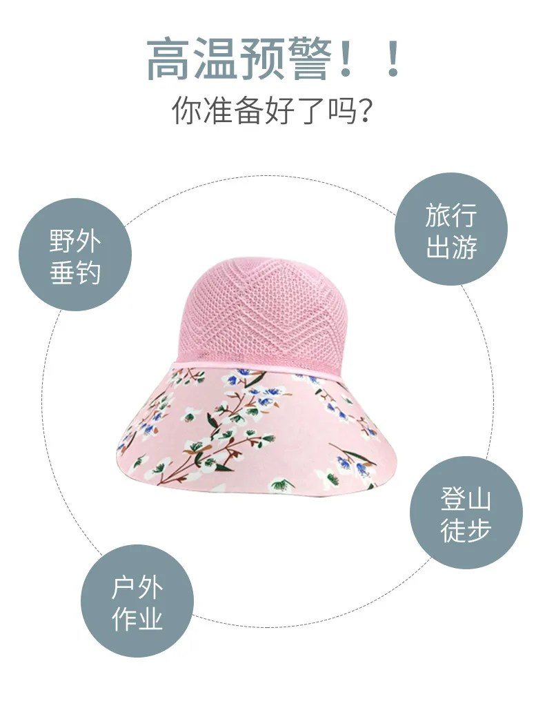 Summer Hat Sunscreen Hat Big Brimmed Mother Mother-in-law Middle-aged Hat Travel Cycling Sunshade Breathable Sun Hat display picture 6