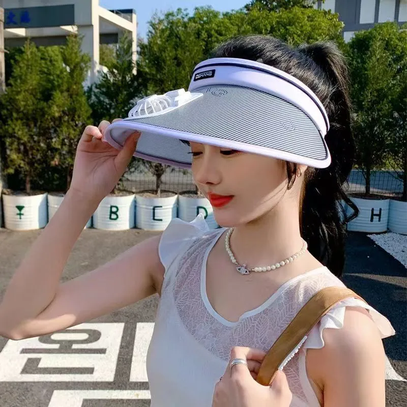 Rechargeable Fan Sun Hat Women's Summer Outdoor Travel Anti-UV Large Rim Sunshade Empty Top Sunscreen Hat display picture 7
