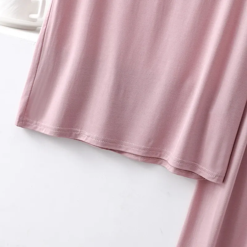 Outer Wearing Round Neck Short-Sleeved T-Shirt Wide Leg Pants Modal Suit Two-Piece Women's Wear Draped Loose Plus Size Home display picture 26
