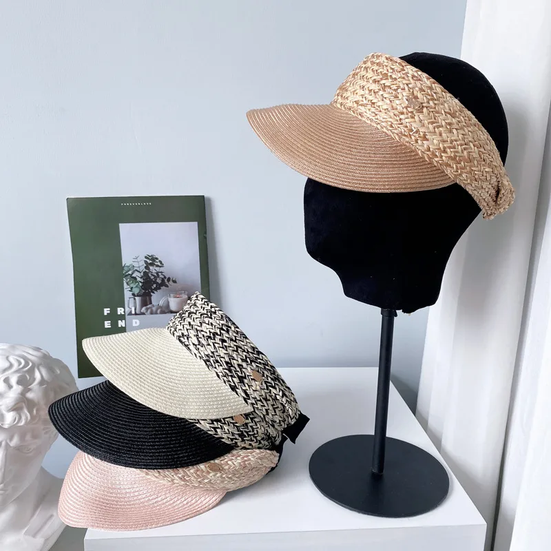 New Official Website With Empty Top Hat Children's Summer Sunscreen Cap Mixed Color Breathable Hairband PP Brim Sun Hat display picture 1