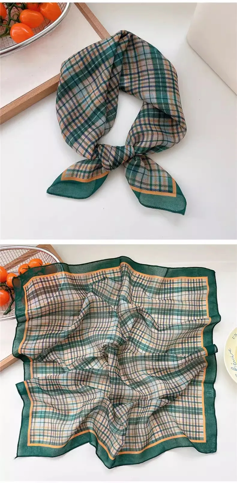 New Style Vintage Floral Small Square Scarf Women's  New Style Cotton And Linen Headscarf Hair Belt Strap Decorative Scarf All-match Scarf display picture 5